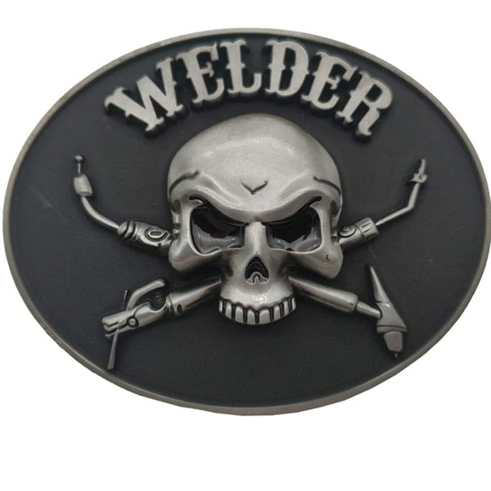 New Welder welding skull belt buckle